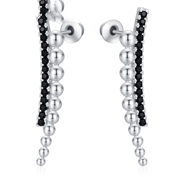 Long Slimming Ornament Beads Zircon Copper Earrings - Image 2