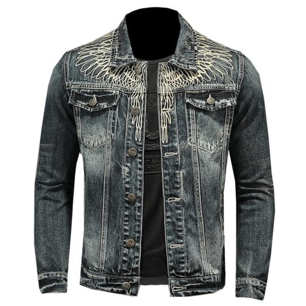 European And American Denim Top Casual Retro Slim Street Polo Collar Jacket - Image 2