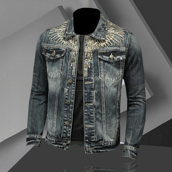 European And American Denim Top Casual Retro Slim Street Polo Collar Jacket - Image 4